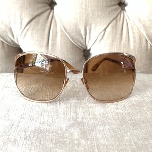 Tom Ford Rose Gold Sunglasses With Tortoise Detail